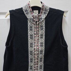 L.L.Bean Misses Black Fleece Vest Large